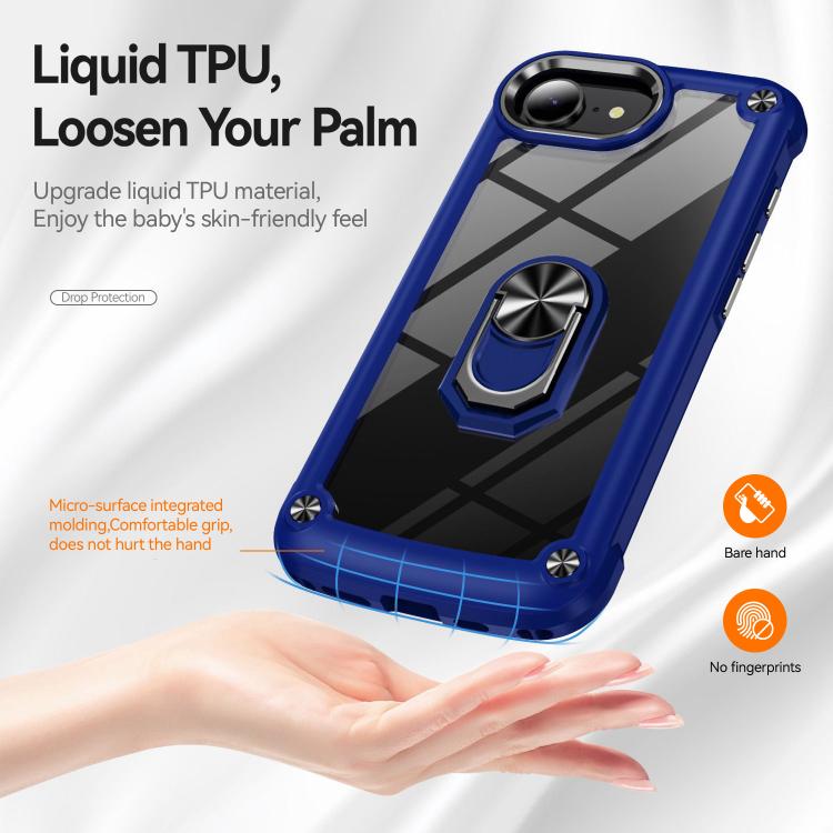 Funda Protectora de Lente TPU + PC para iPhone 16E con Soporte de Anillo (Rojo)