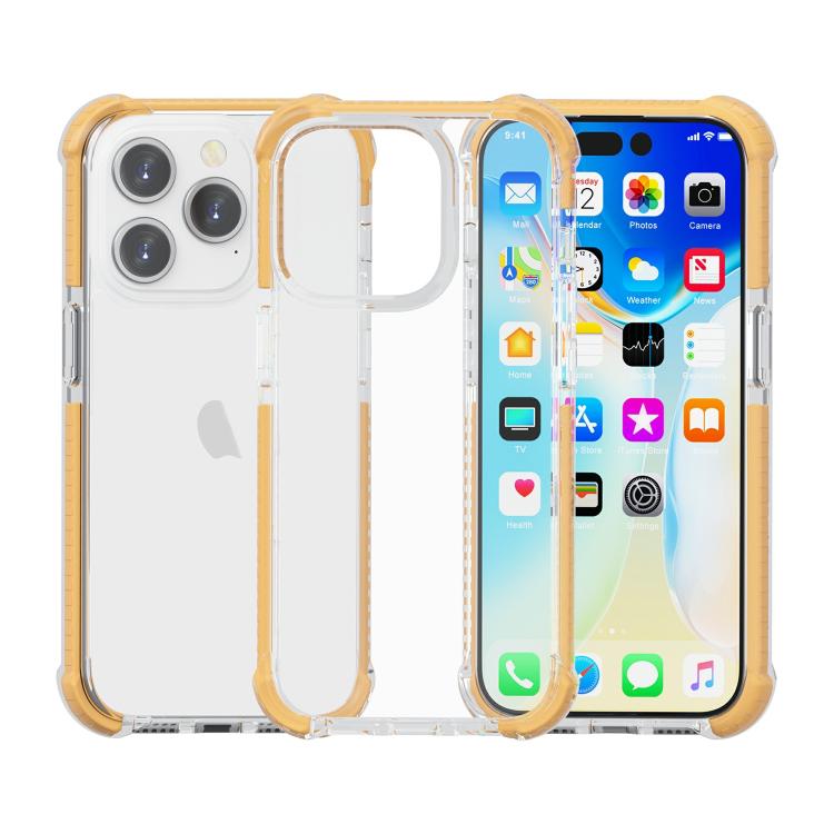 Funda híbrida de acrílico TPU a prueba de golpes con cuatro esquinas para iPhone 15 Pro Max (dorada)