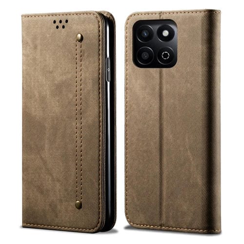 Funda de Cuero con Tapa y Textura Vaquera para Honor Play 60 Plus (Caqui)