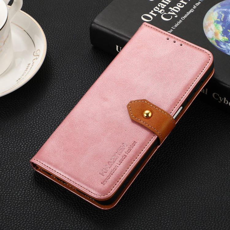 Funda de Cuero con Tapa y Textura Piel de Vaca para OnePlus Nord 13 Khazneh (Oro Rosa)