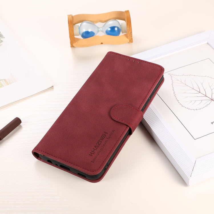 Funda de Cuero Khazneh para OnePlus Nord 13 con Textura Mate (Rojo)