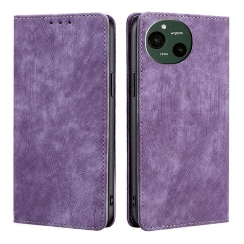 Funda de Cuero Magnética Antirrobo RFID para Sharp Aquos R9 (Morado)