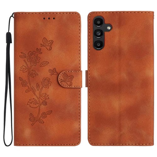 Funda para Teléfono Samsung Galaxy A05S Cuero Patrón Mariposas y Flores (Marrón)