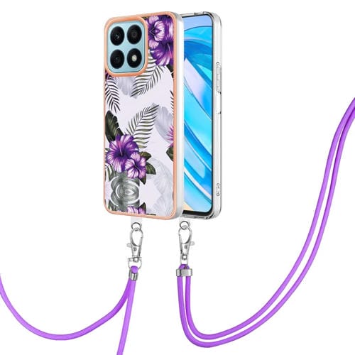 Funda TPU para Honor X8A con Galvanoplastia Imd y CordĂłn (Flor Morada)