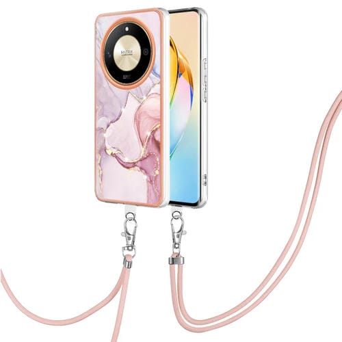 Funda para Teléfono Honor X9B con Imd Doble Cara Mårmol Galvanizado y Cordón (Oro Rosa)