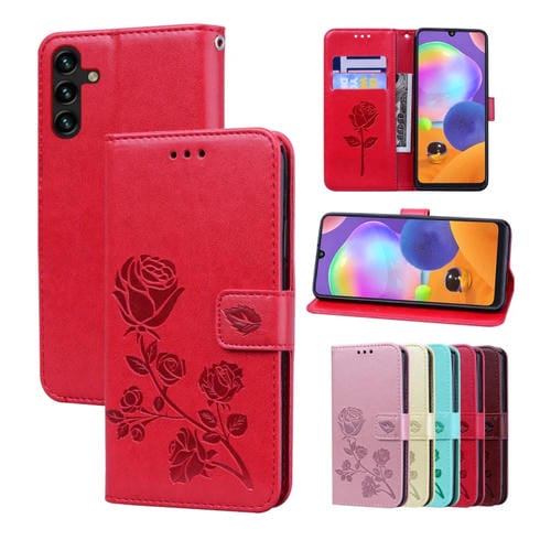 Funda para Teléfono Samsung Galaxy A04 / A04S Cuero Pu con Tapa En Relieve (Rojo)