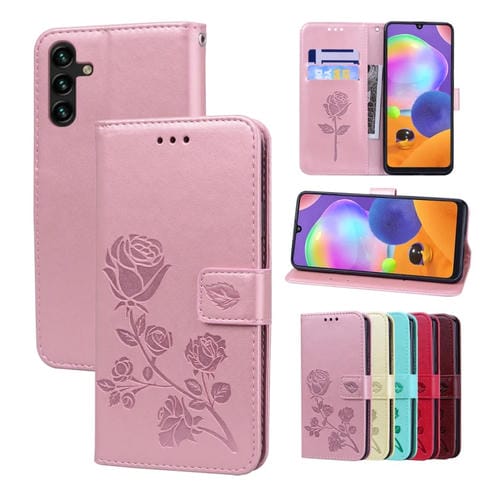 Funda para Teléfono Samsung Galaxy A04 / A04S Cuero PU con Tapa en Relieve (Oro Rosa)