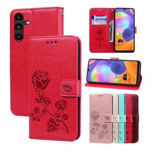 Funda para Teléfono Samsung Galaxy A05S Cuero Pu con Tapa en Relieve (Rojo)