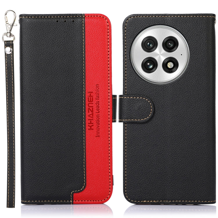 Funda de Cuero Khazneh Rfid con Textura de Lichi para OnePlus Nord 13 (Negra)