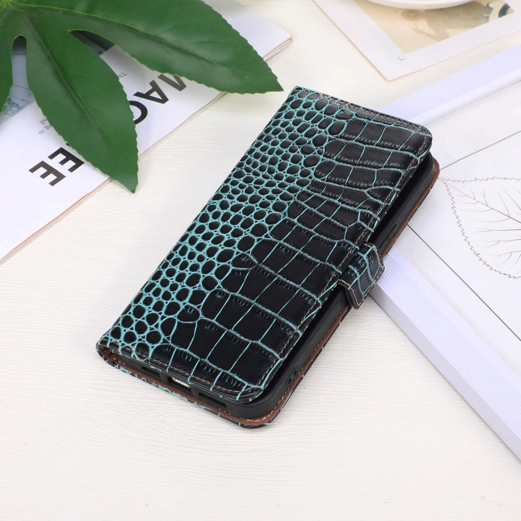 Funda para Teléfono OnePlus Nord 13 con Piel de Vaca y Cocodrilo (Verde)
