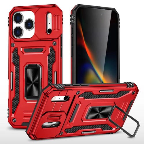Funda protectora de PC y TPU para cámara de iPhone 17 Pro Max (roja)