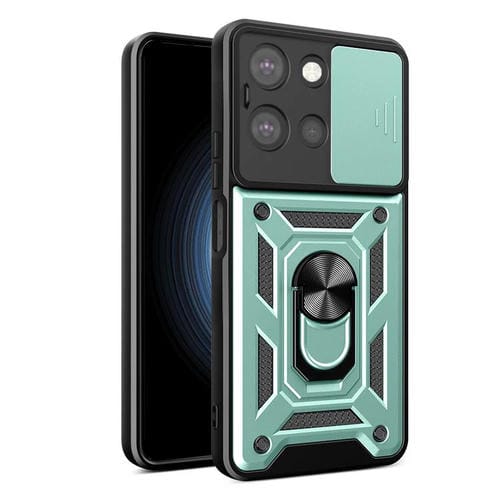 Funda híbrida TPU y PC con cámara deslizante para Motorola Moto G 2025 (Verde Menta)