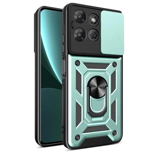 Funda híbrida TPU y PC con cámara deslizante para Motorola Moto G Power 2025 (Verde Menta)
