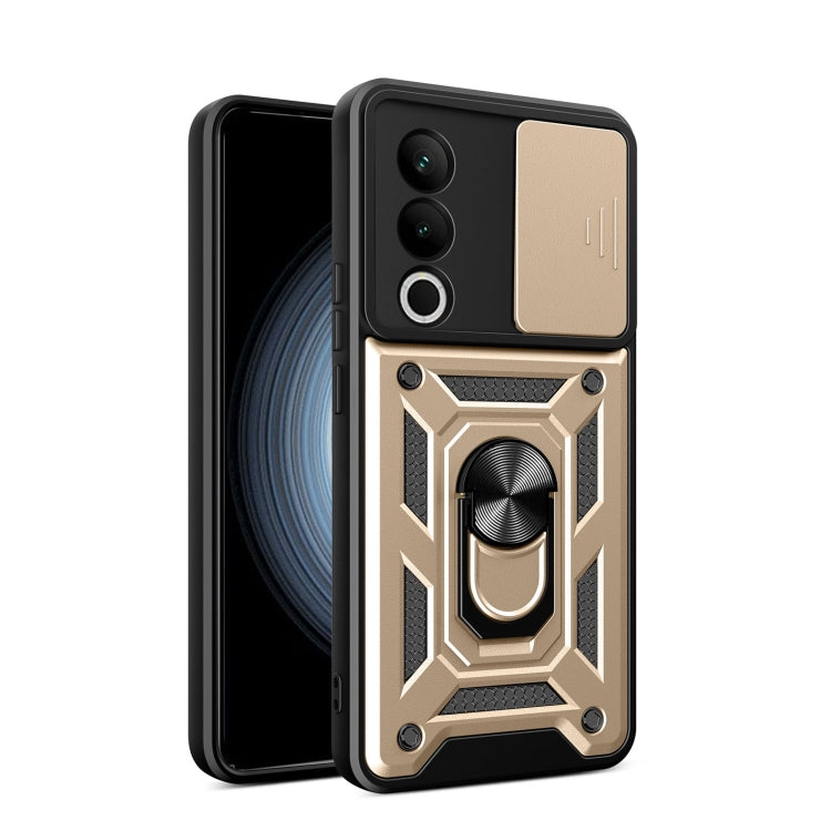 Funda Híbrida TPU y PC OnePlus Nord Ce4 5G con Cubierta Deslizante Cámara (Dorada)