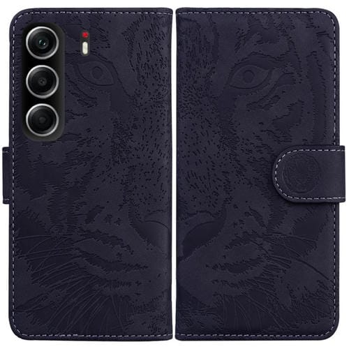 Funda de cuero con tapa y estampado de tigre para Tecno Camon 40 (negra)