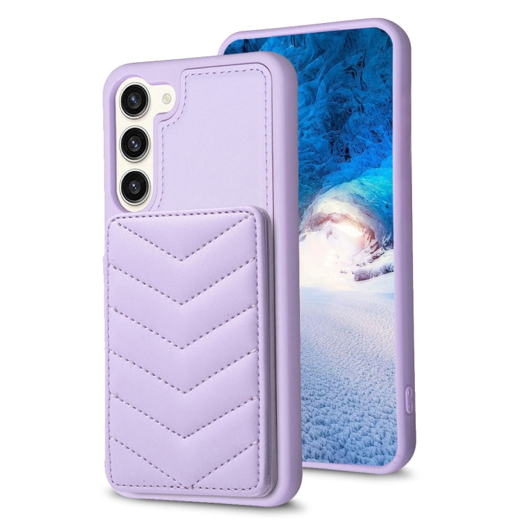 Para Samsung Galaxy S23+ 5G BF26 Wave Pattern Card Bag Holder Phone Case (Púrpura)