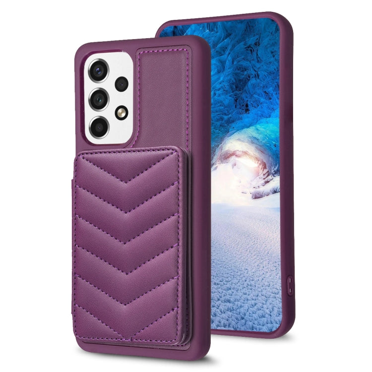 Para Samsung Galaxy A53 BF26 Wave Pattern Card Bag Holder Funda para teléfono (morado oscuro)