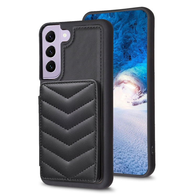 Para Samsung Galaxy S21 5G BF26 Wave Pattern Card Bag Holder Phone Case (Negro)