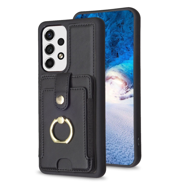 Para Samsung Galaxy A53 BF27 Metal Ring Card Bag Holder Phone Case (Negro)