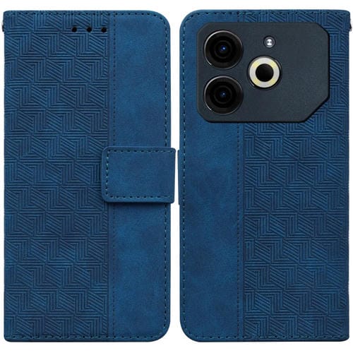 Funda de Cuero con Relieve Geométrico para Teléfono Tecno Pova 6 Neo (Azul)