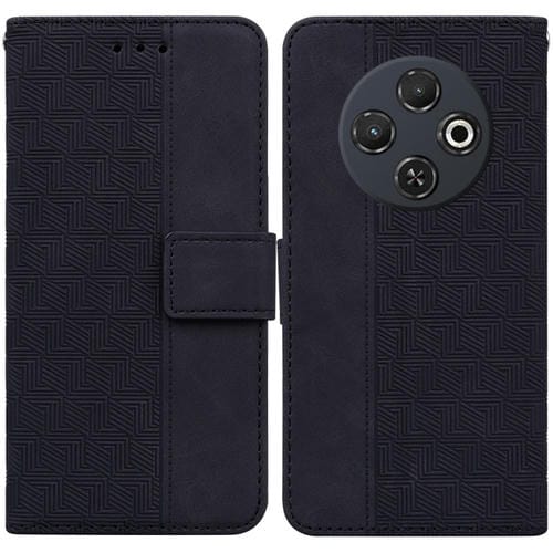 Funda de Cuero para Tecno Spark 30C con Relieve Geométrico (Negro)