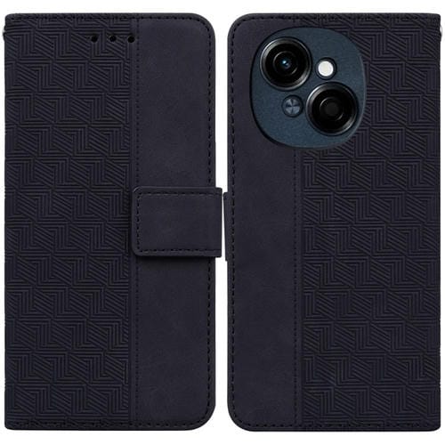 Funda de Cuero con Relieve Geométrico para Tecno Spark Go 1 y Pop 9 Pro (Negra)