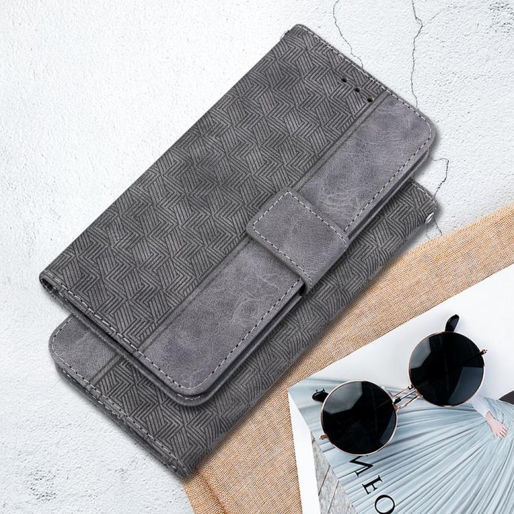Funda de cuero con relieve geométrico para Tecno Spark 30 Pro (gris)