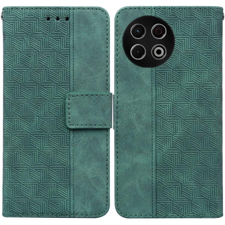 Funda de cuero con relieve geométrico para Tecno Spark 30 Pro (verde)