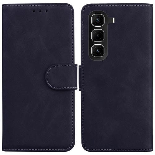 Funda de cuero con tapa abatible para Infinix Hot 50 Pro+ 4G, color puro y tacto suave (negro)