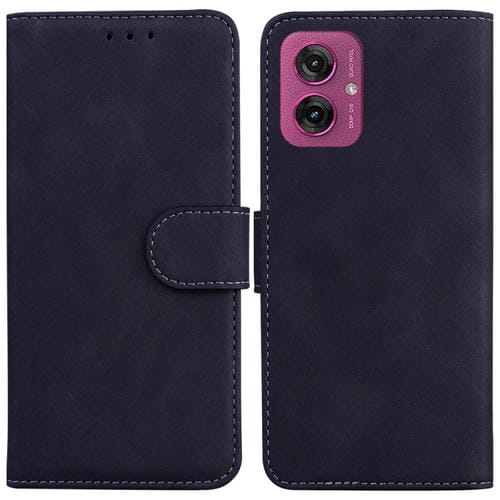 Funda de Cuero con Tapa para Motorola Moto G55 (Negro) Tacto Suave
