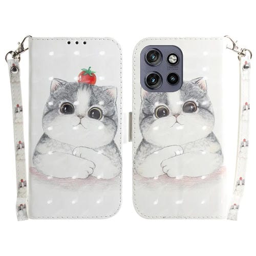 Funda de Cuero con Tapa 3D para Motorola Edge 50 Neo 5G Global (Lindo Gato)