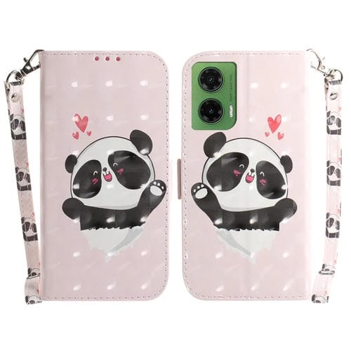 Funda de Cuero con Tapa 3D para Motorola Moto G35 (Panda con Forma de CorazĂłn)
