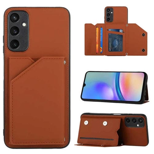 Funda para Teléfono Samsung Galaxy A15 Skin Feel PU + TPU con Ranuras para Tarjetas para PC (Marrón)