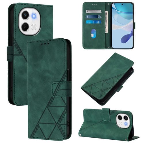 Funda de Cuero con Tapa y Relieve 3D para Tecno Spark 30 5G y Pova 6 Neo 5G (Verde Oscuro)