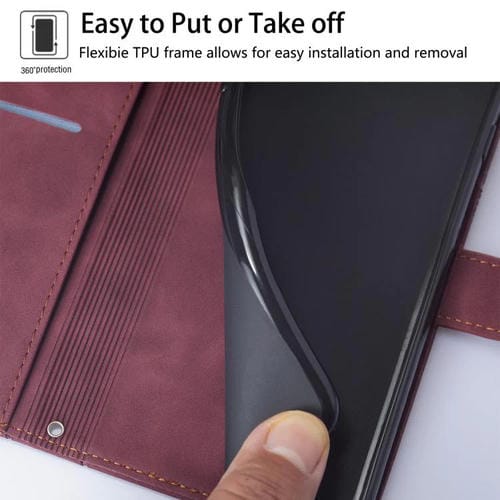 Funda de cuero con relieve 3D para Tecno Camon 40 Premier (rojo vino)