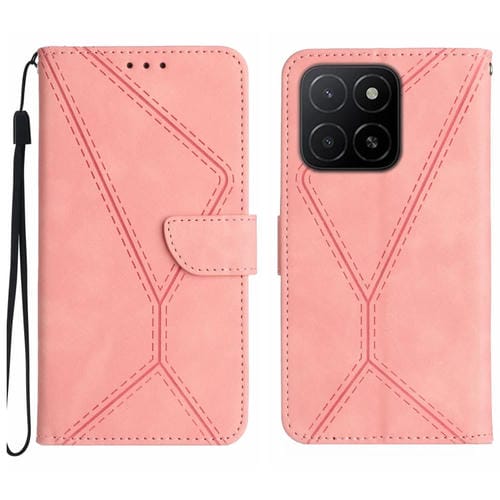 Funda de Cuero con Relieve y Costuras para Honor X5B 4G y X5B Plus 4G (Rosa)
