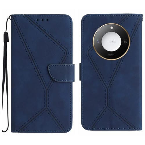 Funda de Cuero con Relieve y Costura Inteligente para Honor X9C (Azul)