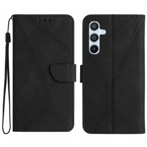 Funda para Teléfono Samsung Galaxy A55 5G Cuero con Costuras en Relieve (Negro)