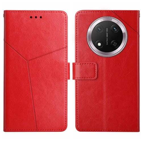 Funda de Cuero con Tapa y Patrón en Forma de Y para Honor X9C (Rojo)