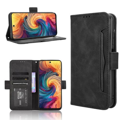 Funda de Piel Textura Becerro con Ranuras para Tarjetas para ZTE Blade V70 4G (Negra)