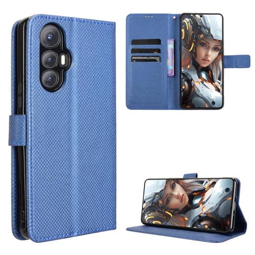 Funda de Cuero con Textura de Diamante para Cubot Max 5 (Azul)