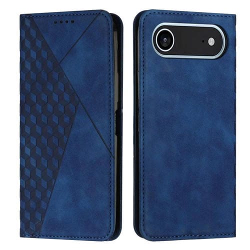 Funda de cuero magnética con textura de diamante para iPhone 17 Air (azul)