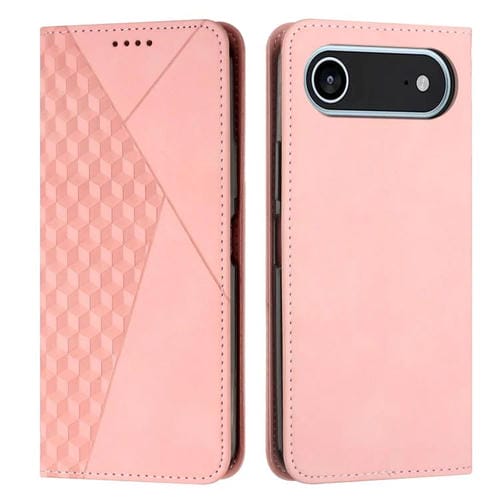 Funda de cuero magnética con textura de diamante para iPhone 17 Air (oro rosa)