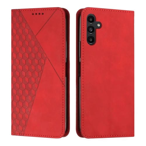 Funda para teléfono Samsung Galaxy A55 Diamond Splicing Skin Feel de Cuero Magnética (Rojo)
