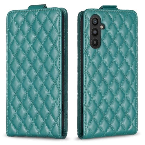 Funda de Cuero para Samsung Galaxy A35 Diamond Lattice con Tapa Vertical (Verde)