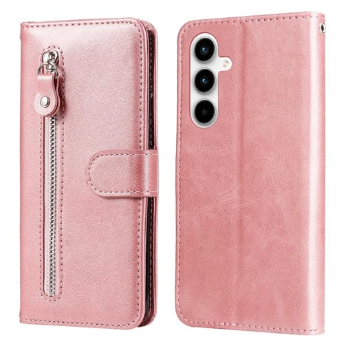 Funda para Teléfono Samsung Galaxy A35 Cuero con Cremallera y Textura de Becerro (Oro Rosa)