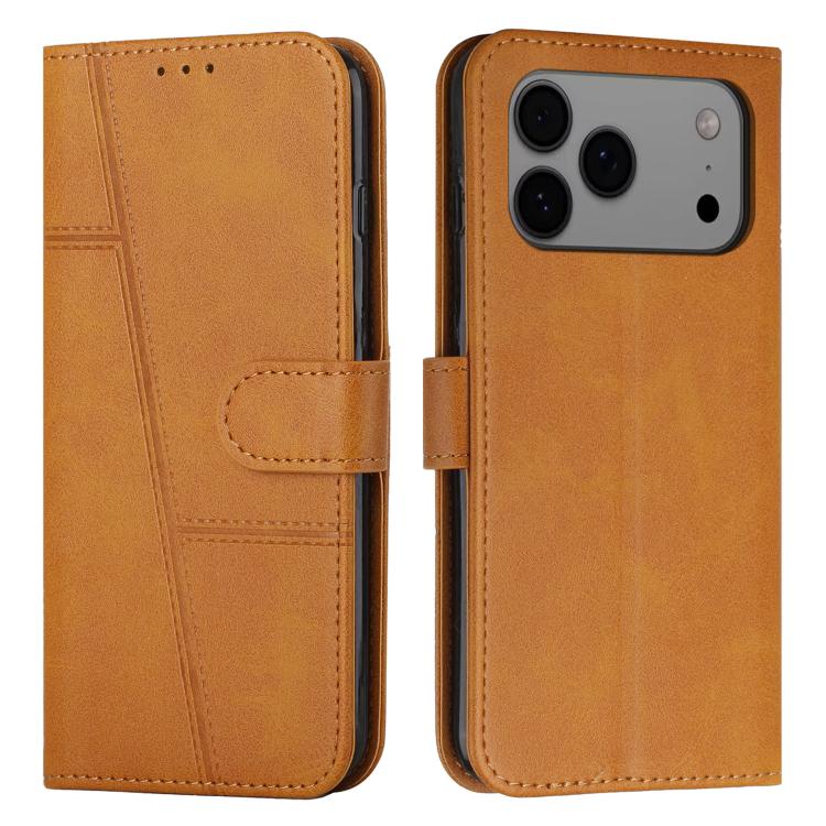 Funda de piel con hebilla y textura de becerro para iPhone 17 Pro Max (amarilla)