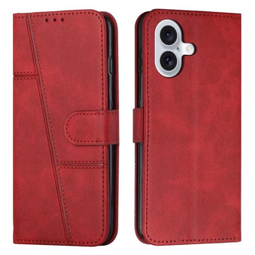 Funda de piel con hebilla y textura de becerro para iPhone 17 (roja)