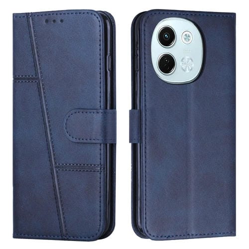 Funda de Cuero Textura Becerro con Costuras y Hebilla para Tecno Spark 30 5G (Azul)