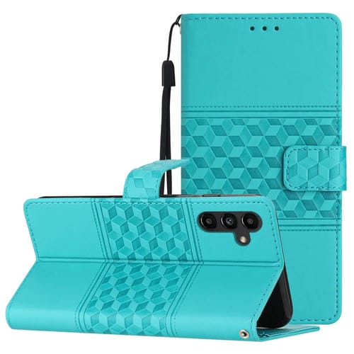 Funda para Samsung Galaxy A35 5G Cuero Sensación Piel Relieve Diamante (Azul)